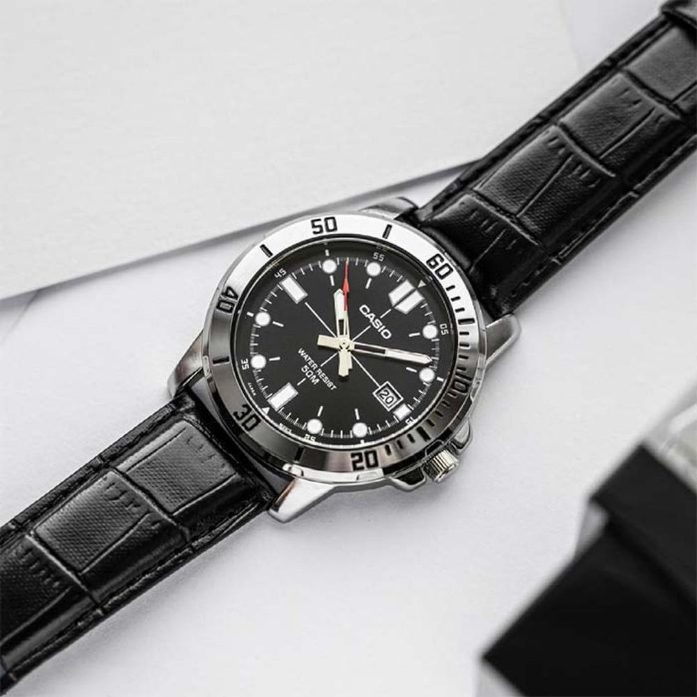 Reloj Casio MTP-VD01L-1EV Hombre Cuero Negro | CAS-298