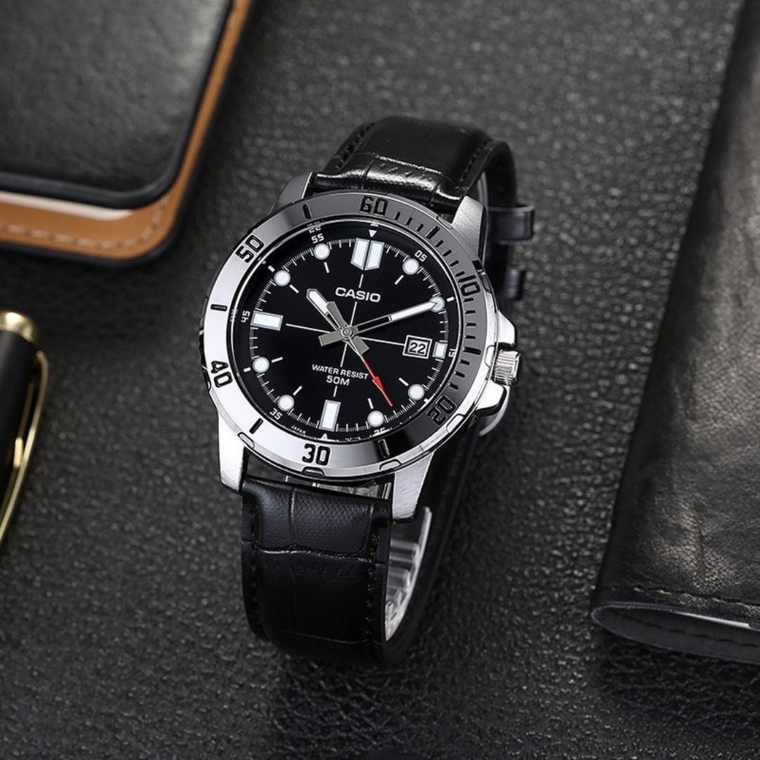 Reloj Casio MTP-VD01L-1EV Hombre Cuero Negro | CAS-298