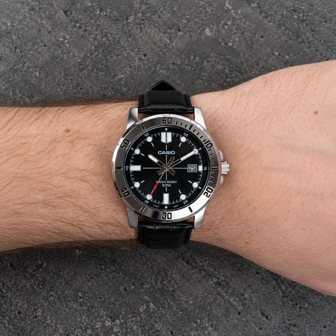 Reloj Casio MTP-VD01L-1EV Hombre Cuero Negro | CAS-298