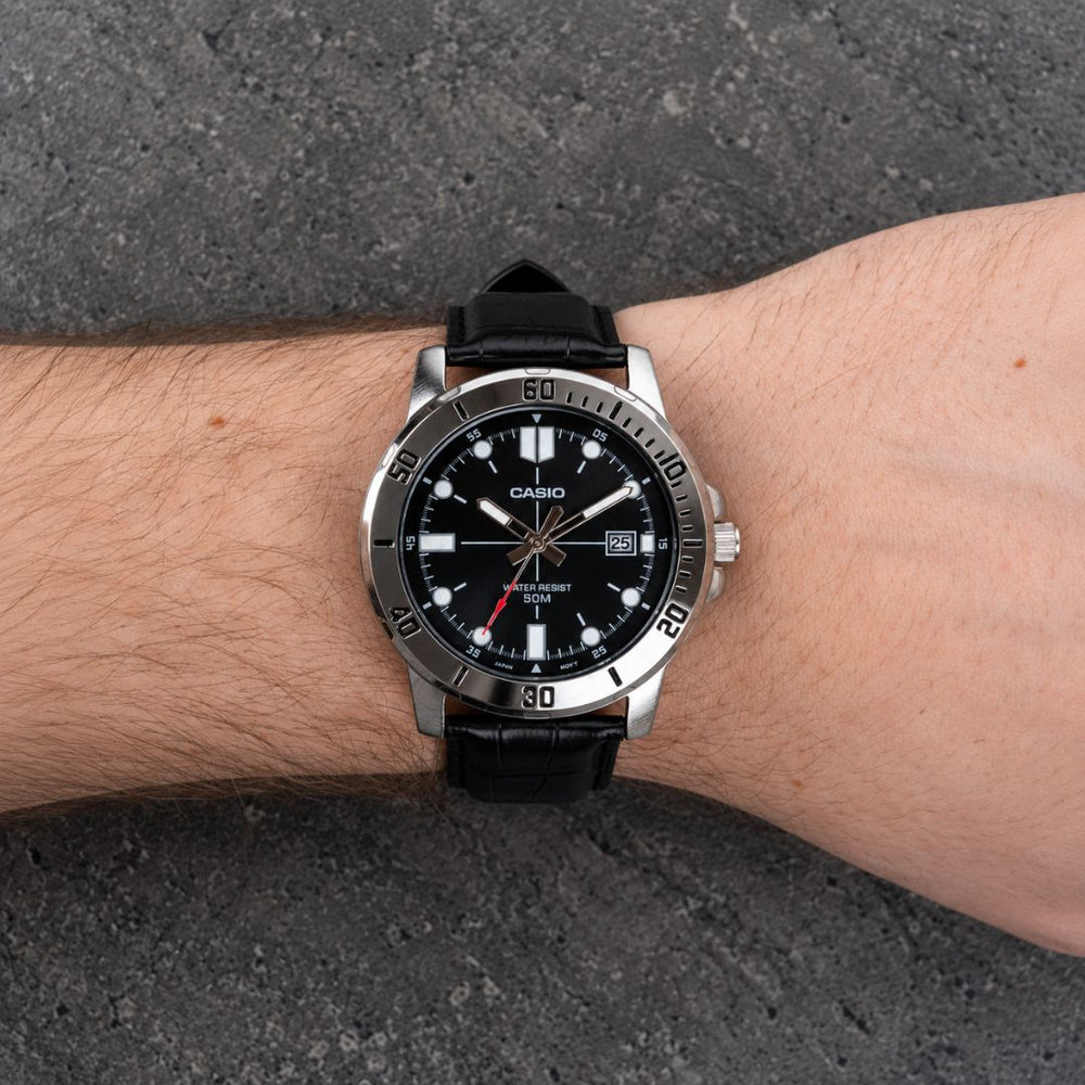 Reloj Casio MTP-VD01L-1EV Hombre Cuero Negro | CAS-298