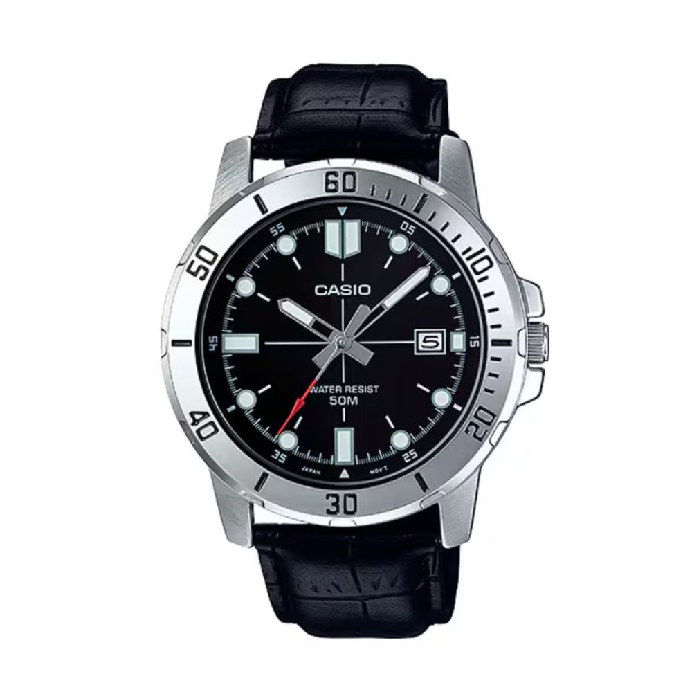 Reloj Casio MTP-VD01L-1EV Hombre Cuero Negro | CAS-298