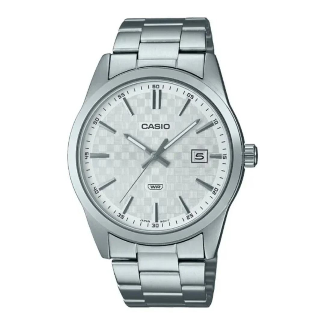 Reloj Casio MTP-VD03D-7A plateado con esfera blanca para hombre