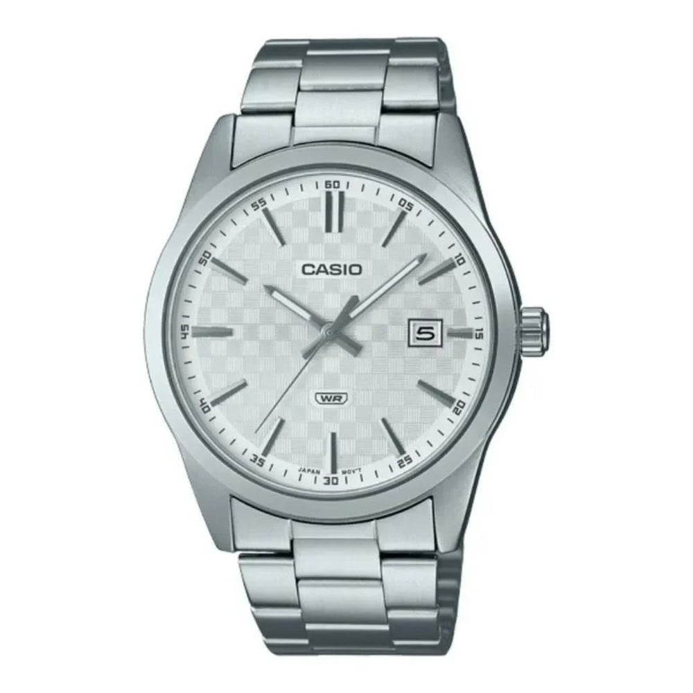 Reloj Casio MTP-VD03D-7A plateado con esfera blanca para hombre