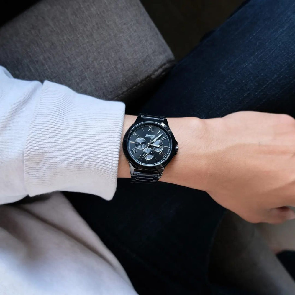 Reloj Casio MTP-V300B-1A Hombre Acero Negro | CAS-293