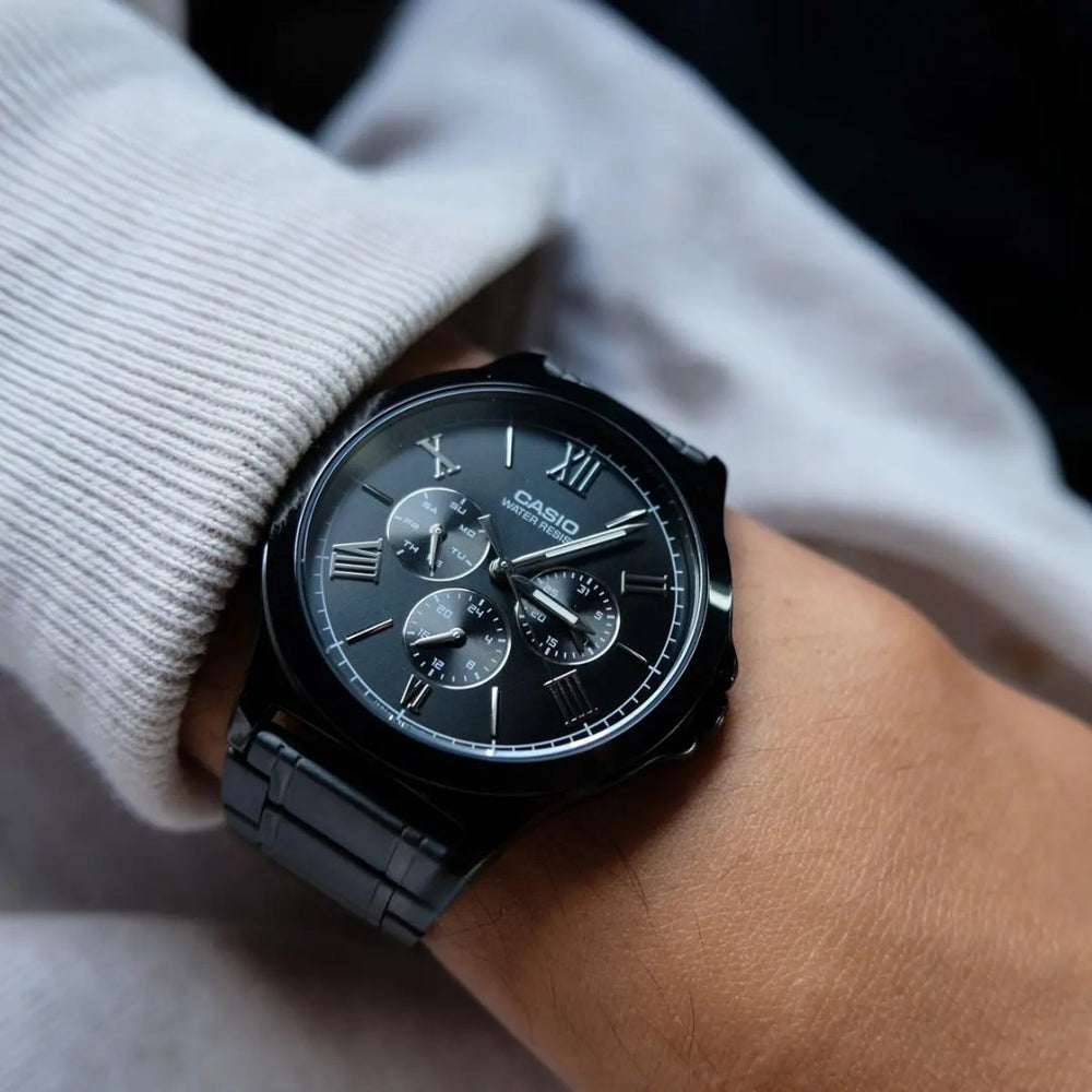 Reloj Casio MTP-V300B-1A Hombre Acero Negro | CAS-293