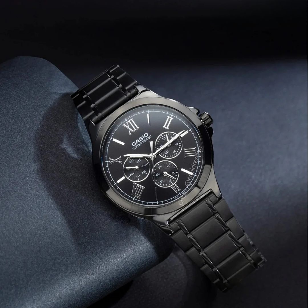Reloj Casio MTP-V300B-1A Hombre Acero Negro | CAS-293