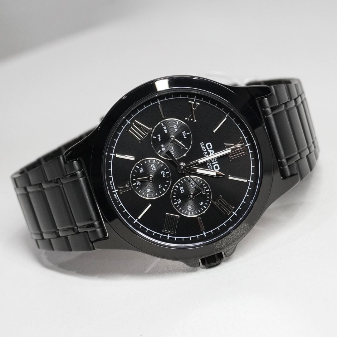 Reloj Casio MTP-V300B-1A Hombre Acero Negro | CAS-293