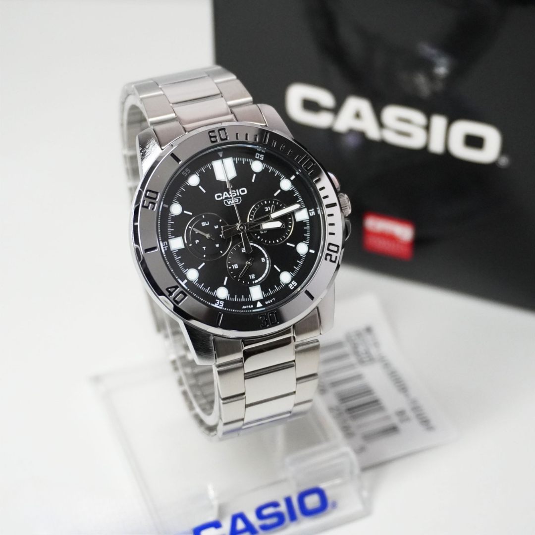 Reloj Casio MTP-VD300D-1E Hombre Acero Negro | CAS-292