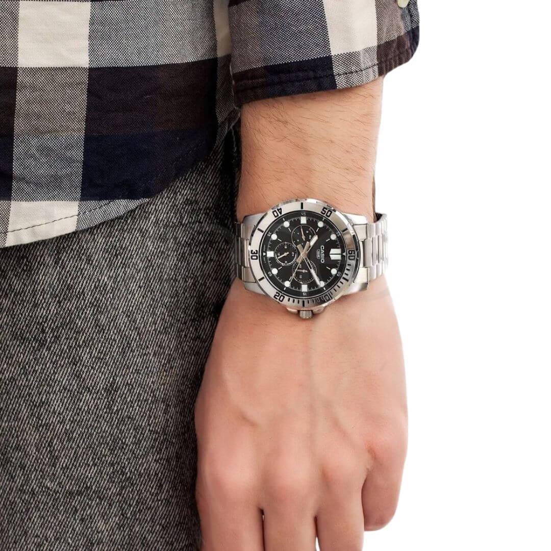 Reloj Casio MTP-VD300D-1E Hombre Acero Negro | CAS-292