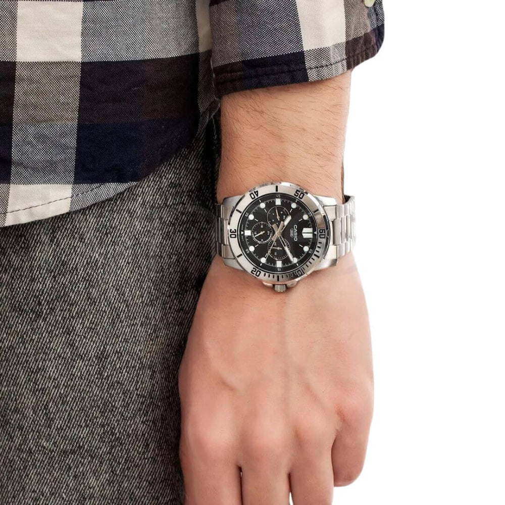 Reloj Casio MTP-VD300D-1E Hombre Acero Negro | CAS-292