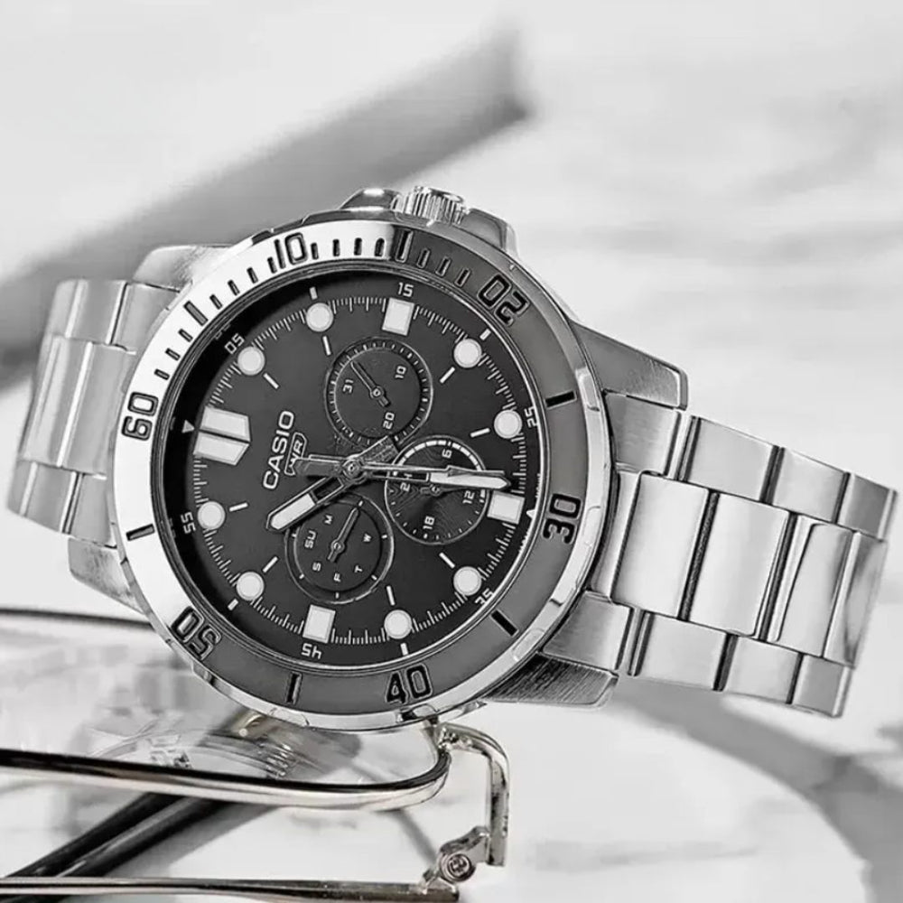Reloj Casio MTP-VD300D-1E Hombre Acero Negro | CAS-292