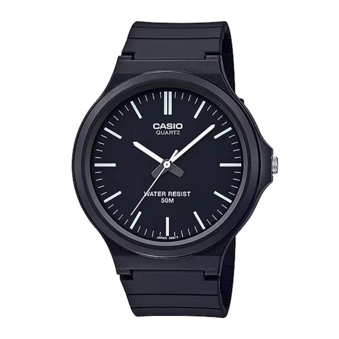 Reloj Casio MW-240-1EV hombre con correa de resina negra y diseño deportivo.
