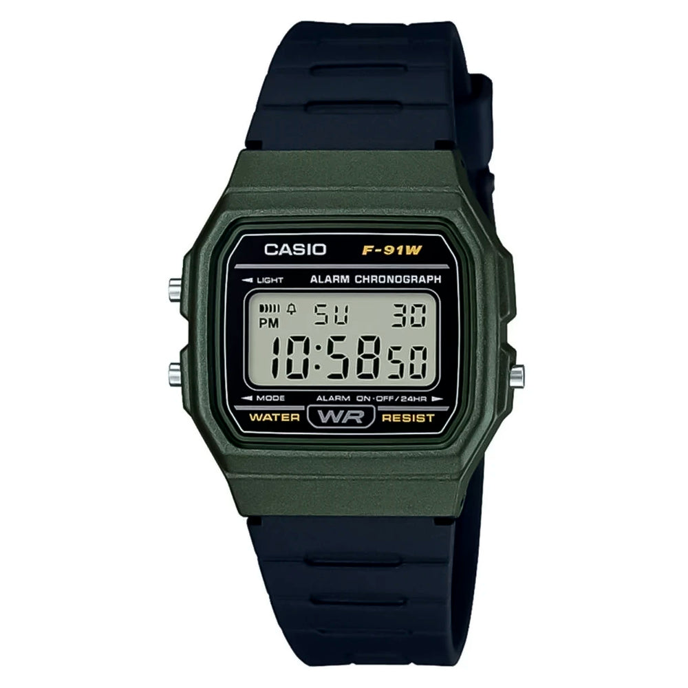 Reloj Casio Retro F-91WM-3A para hombre con correa de resina negra