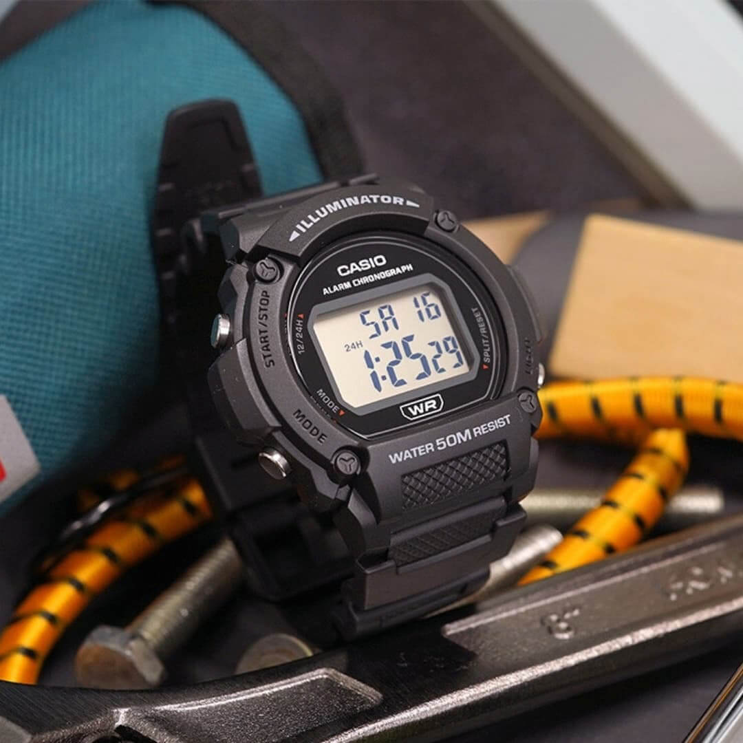 Reloj Casio W-219H-1A Hombre Resina Negro | CAS-169