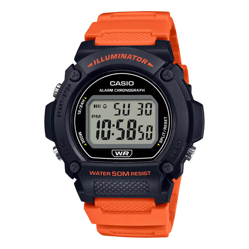 Reloj Casio W-219H-4A para hombre de resina naranja
