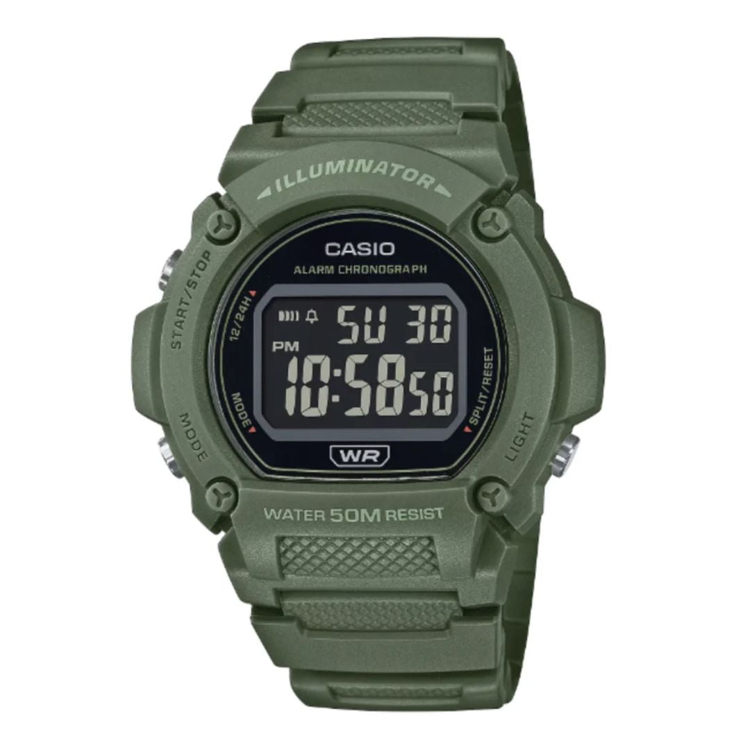 Reloj Casio W-219HC-3B Hombre Resina Verde | CAS-288