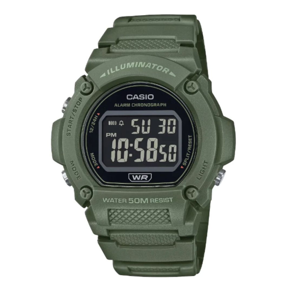 Reloj Casio W-219HC-3B Hombre Resina Verde | CAS-288