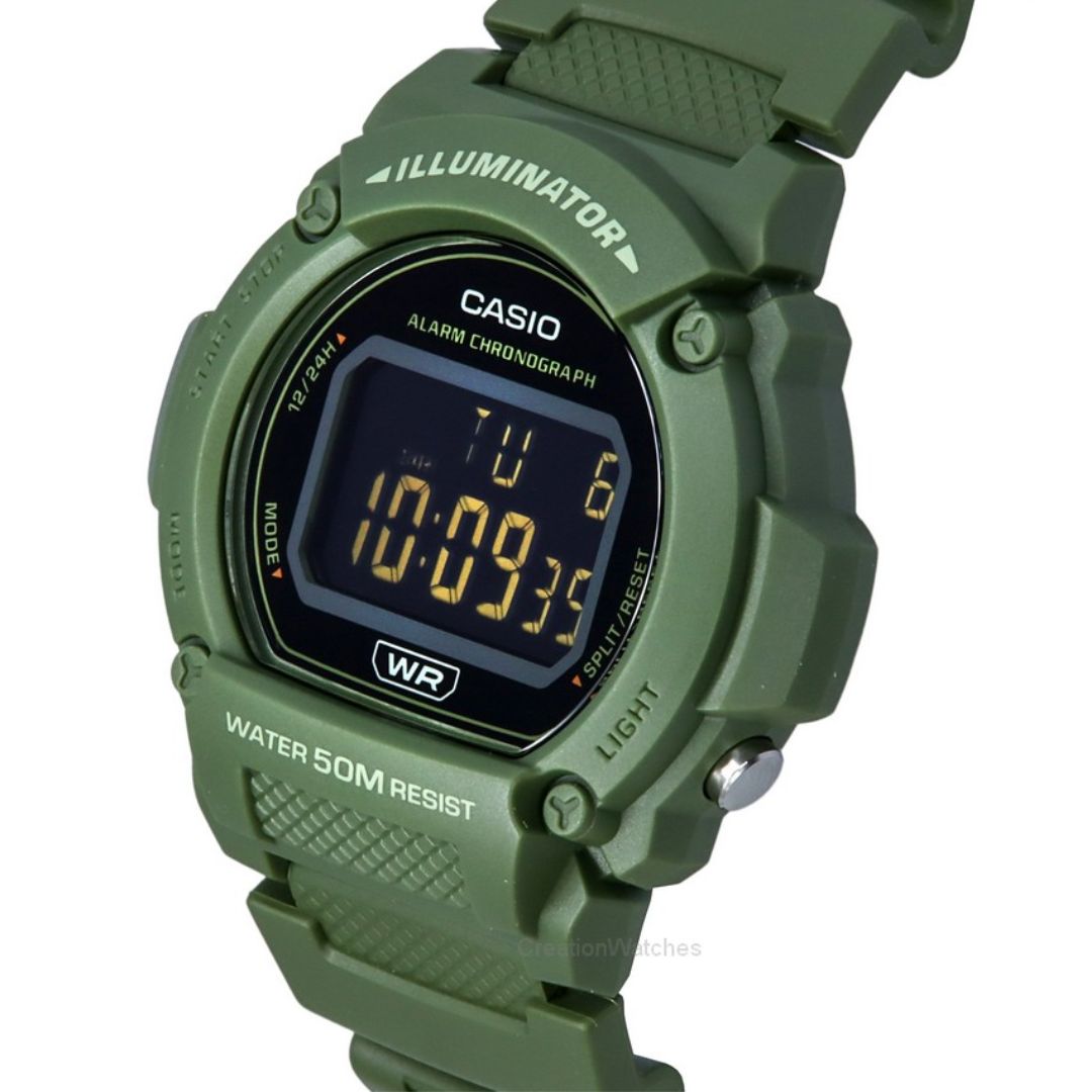 Reloj Casio W-219HC-3B Hombre Resina Verde | CAS-288