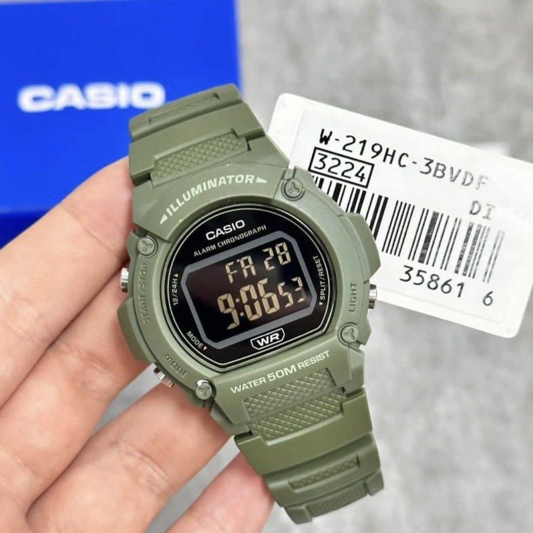 Reloj Casio W-219HC-3B Hombre Resina Verde | CAS-288
