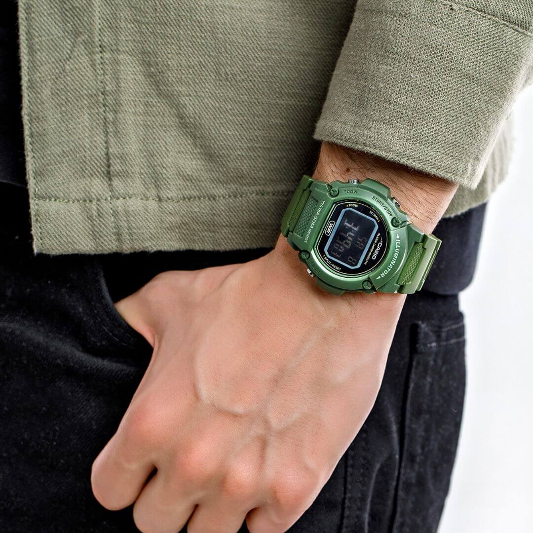 Reloj Casio W-219HC-3B Hombre Resina Verde | CAS-288