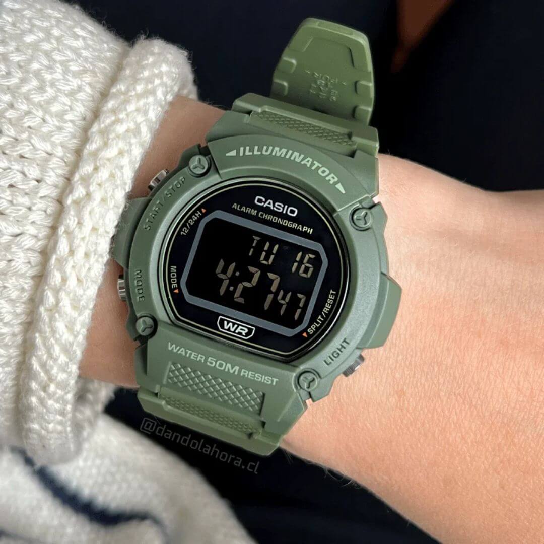 Reloj Casio W-219HC-3B Hombre Resina Verde | CAS-288