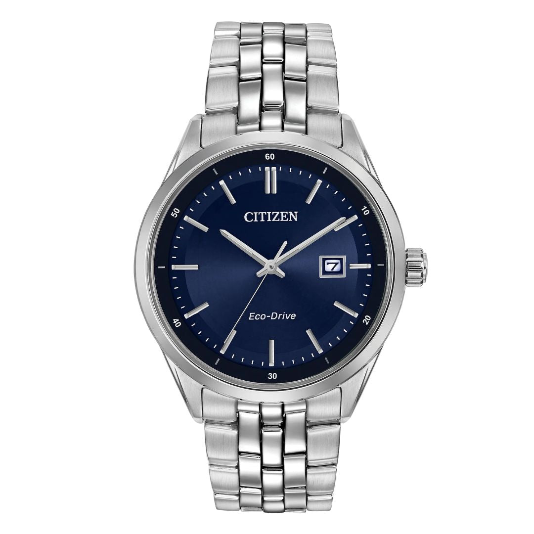 Reloj Citizen Corso BM7251-53L hombre acero esfera azul vista frontal.