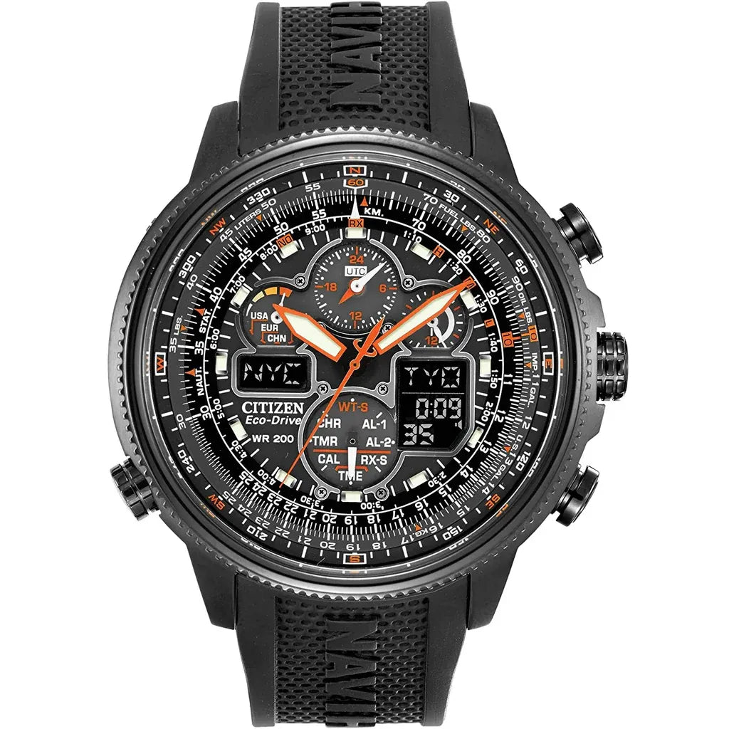 Reloj Citizen Promaster Navihawk A-T JY8035-04E para hombre con correa negra.