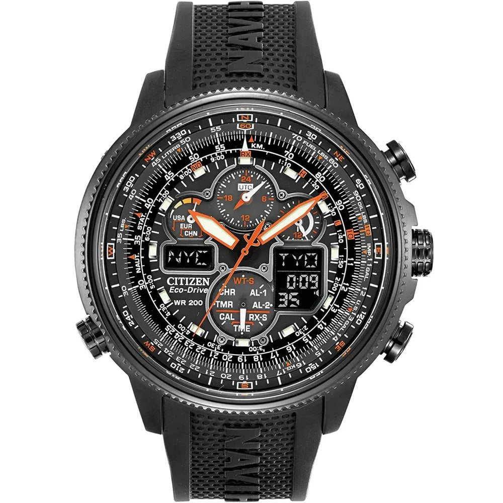 Reloj Citizen Promaster Navihawk A-T JY8035-04E para hombre con correa negra.