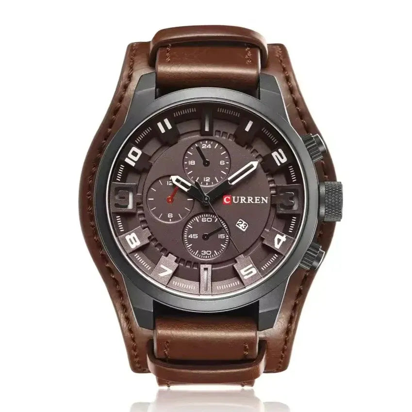 Reloj Curren Hombre Doble Cuero Marrón | CUR-1