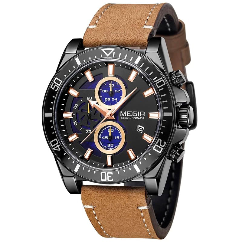 Reloj Megir Hombre Cuero Marrón | MEG-58