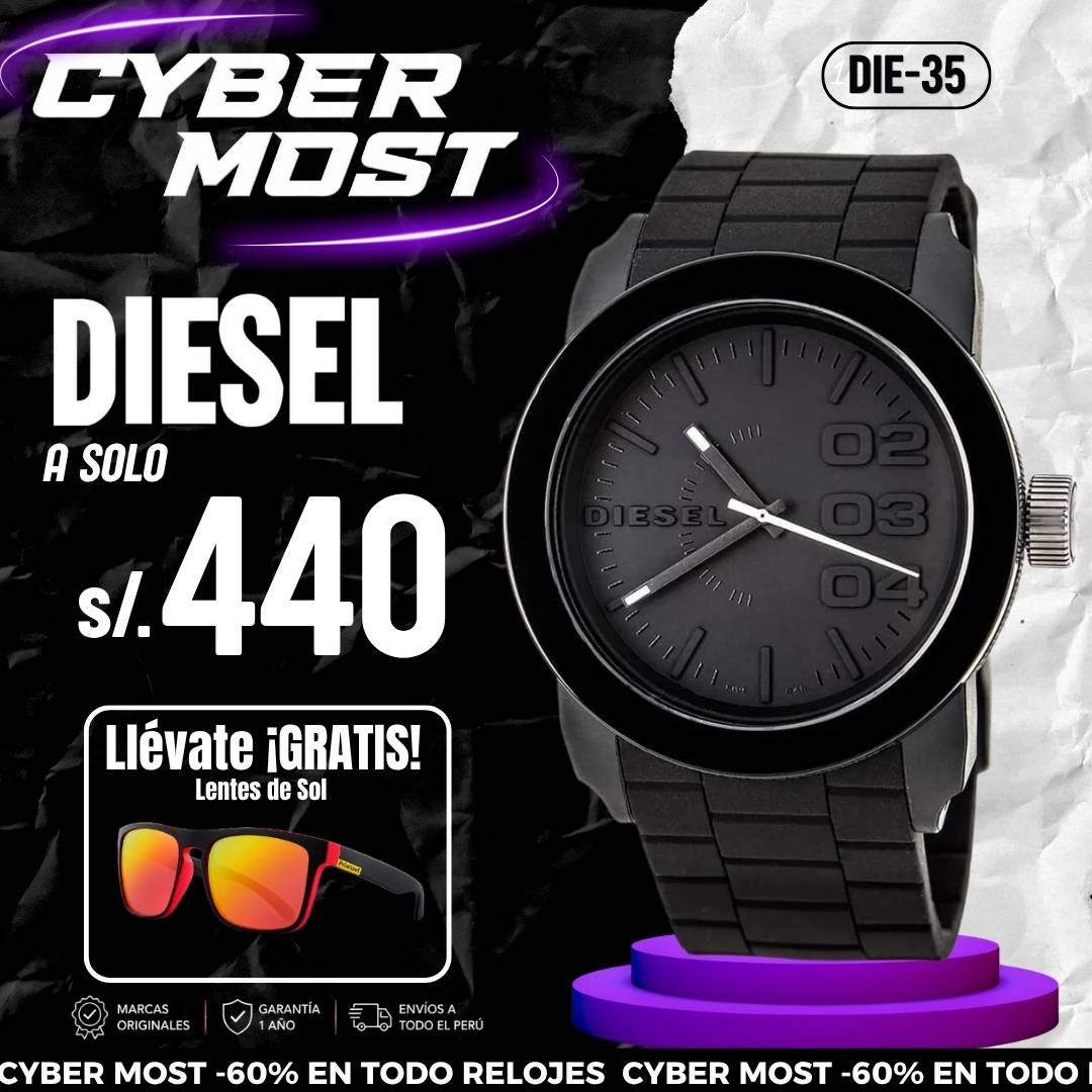 Reloj Diesel Double Down DZ1437 Hombre Deportivo Negro