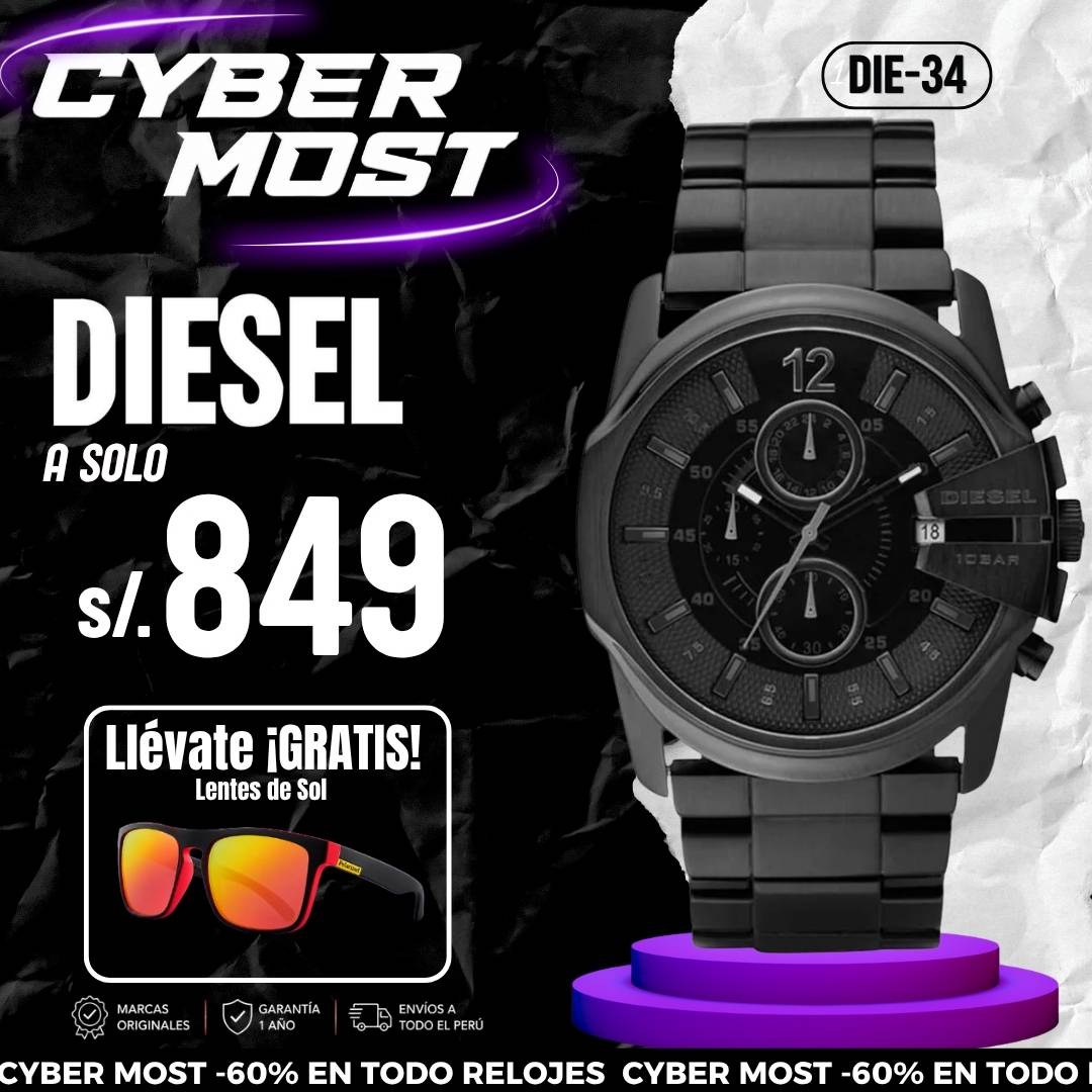 Reloj Diesel Mega Chief DZ4180 Hombre Acero Negro