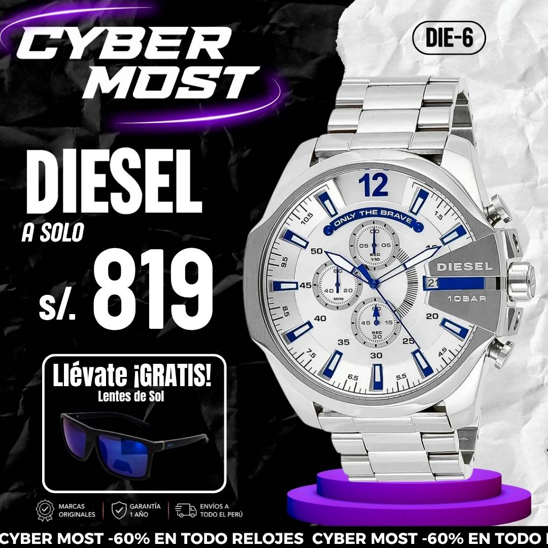Reloj Diesel Mega Chief DZ4477 Hombre Acero Plateado