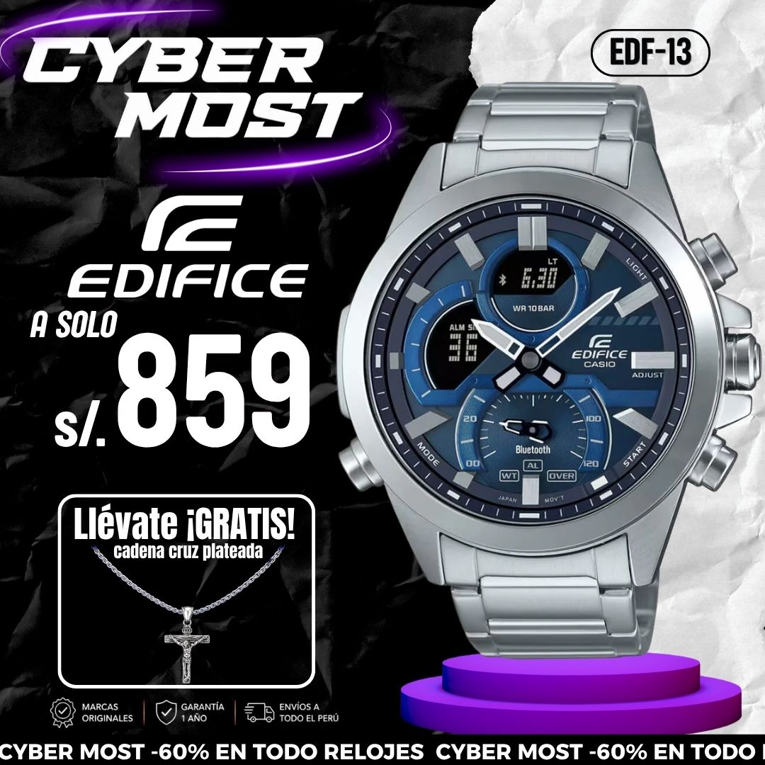 Reloj Edifice ECB-30D-2AD Hombre Bluetooth Plateado