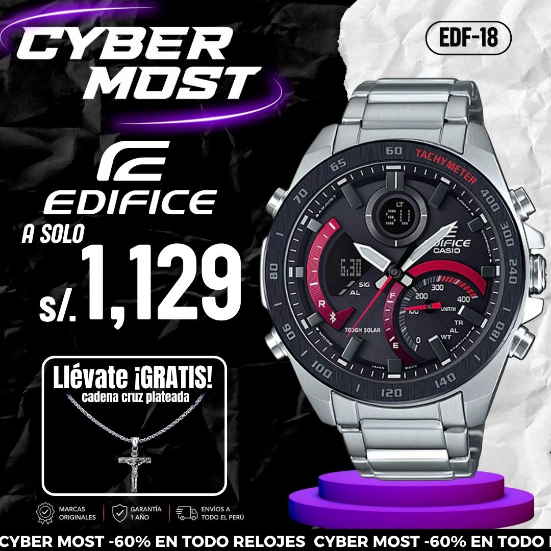 Reloj Edifice ECB-900DB-1A Hombre Bluetooth Rojo