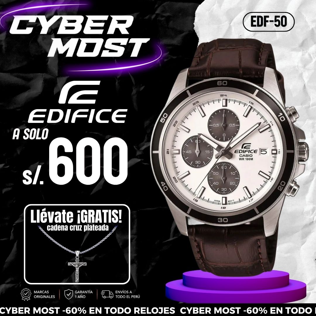 Reloj Edifice EFR-526L-7A Hombre Cuero Marrón