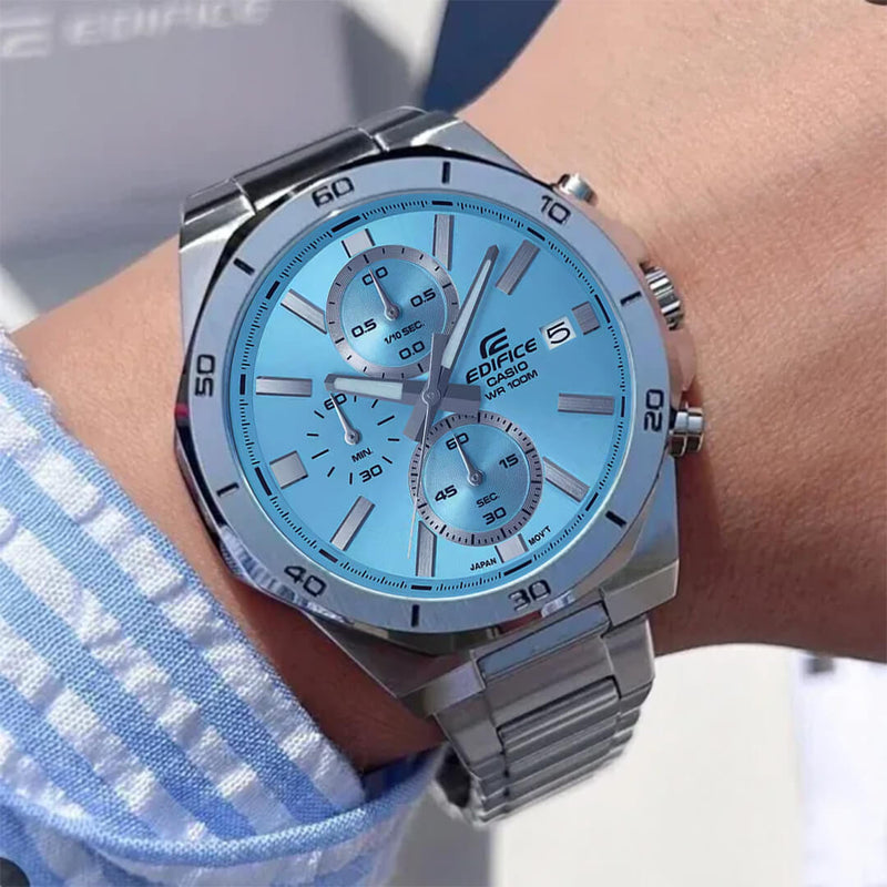 Casio Edifice EFV-640D-2B cronógrafo para hombre con brazalete de acero.