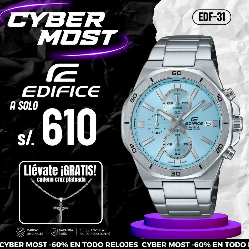 Casio Edifice EFV-640D-2B de acero plateado con diseño cronógrafo elegante.