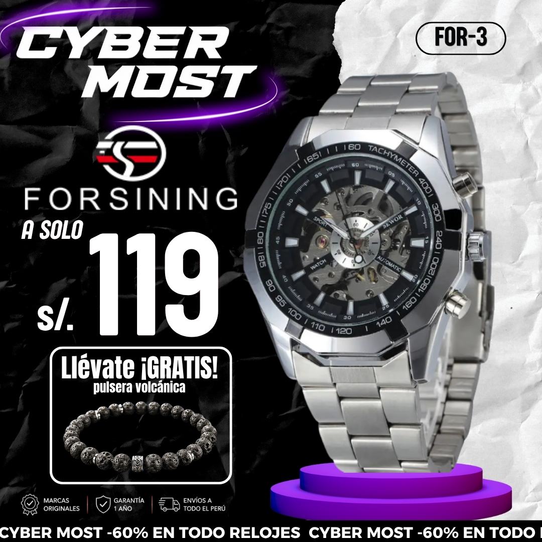 Reloj elegante Forsining automático de color plateado