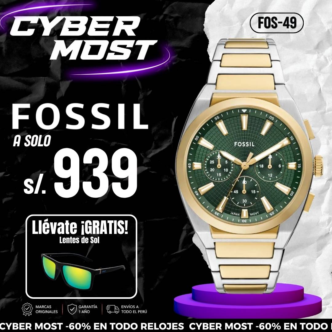 Reloj Fossil Everett FS6106 Hombre Acero Verde