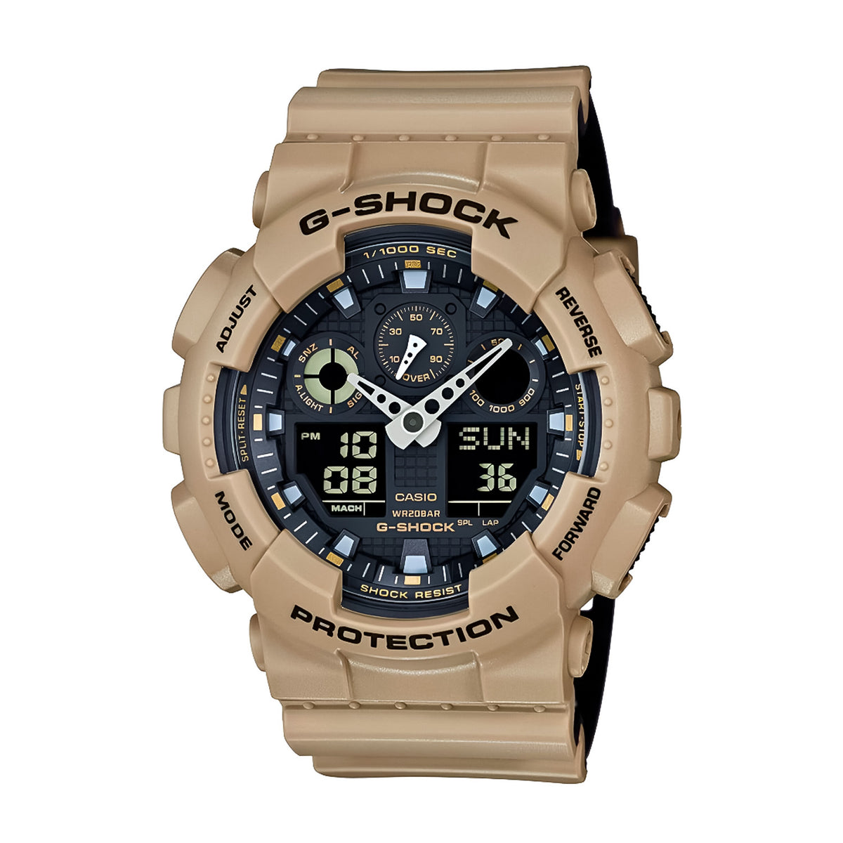 Reloj Casio G-Shock GA-100L-8A para hombre color beige con correa de resina.