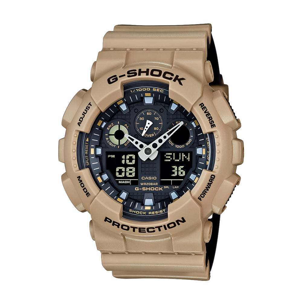 Reloj Casio G-Shock GA-100L-8A para hombre color beige con correa de resina.