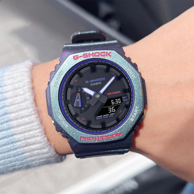 Reloj Casio G-Shock GA-2100AH-6A con correa de resina morada