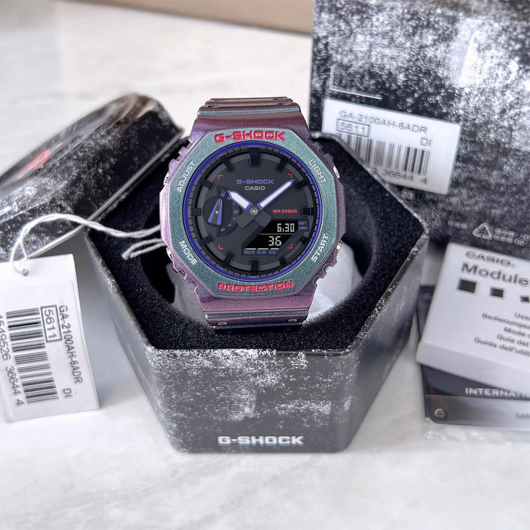 G-Shock GA-2100AH-6A morado resistente para hombre