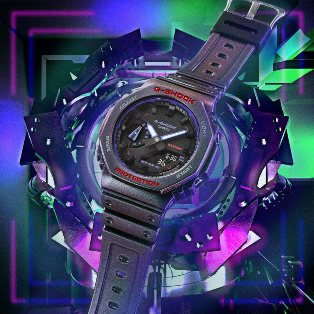 Casio G-Shock GA-2100AH-6A de resina morada para hombre