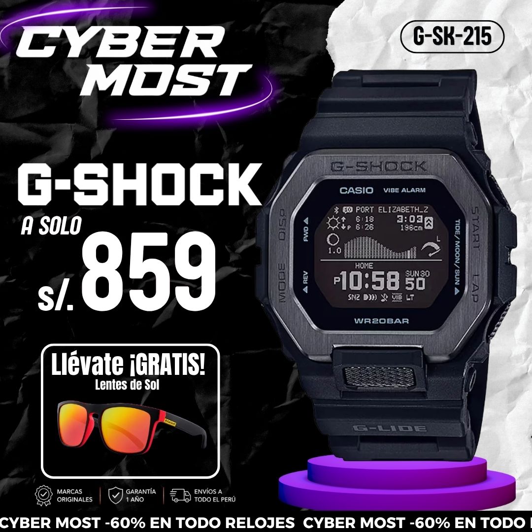 Reloj Casio G-Shock GBX-100NS-1 para hombre con correa de resina negra.