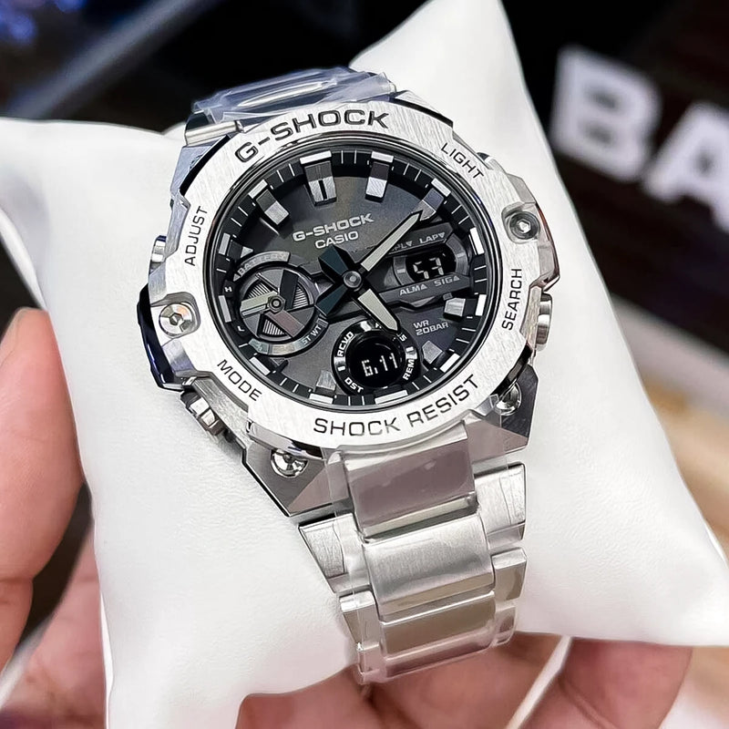 G-Shock GSTB-400D-1A reloj G-STEEL con energía solar y resistencia a impactos.