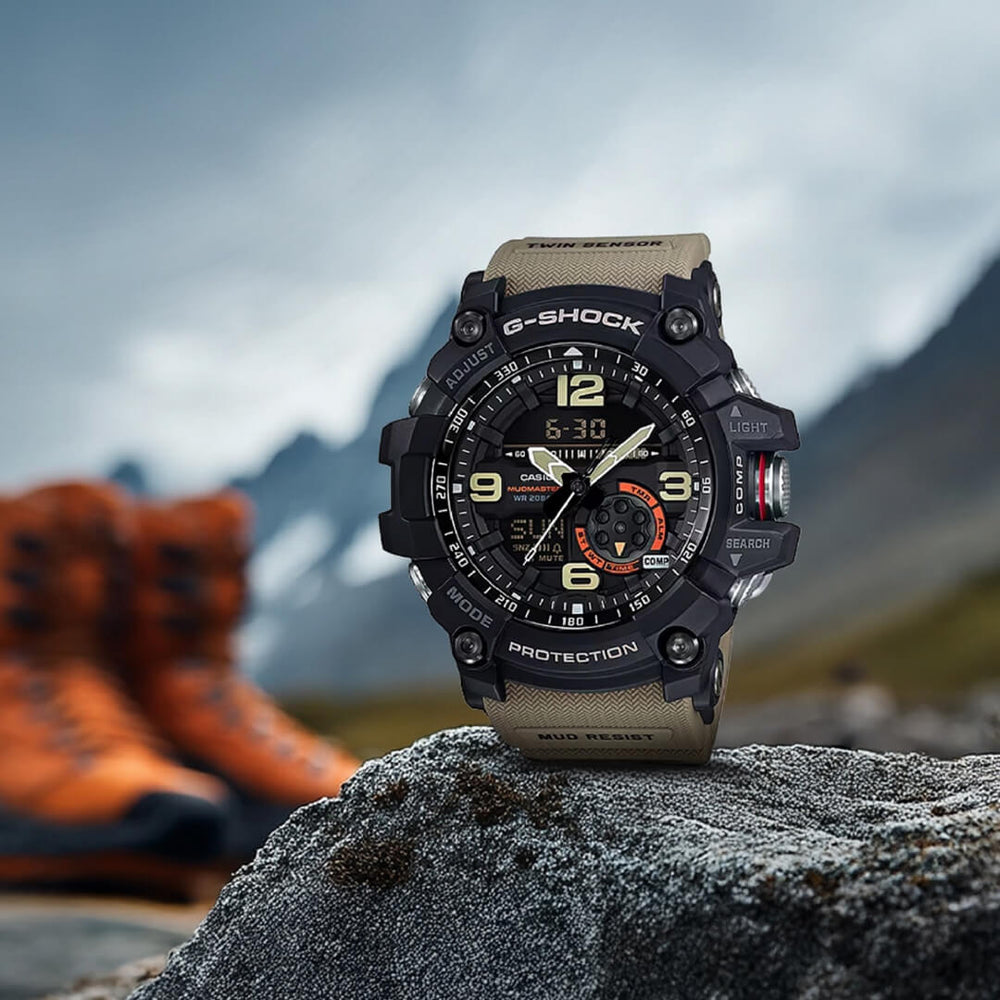 Detalle de la brújula digital y termómetro del Reloj G-Shock Mudmaster GG-1000-1A5