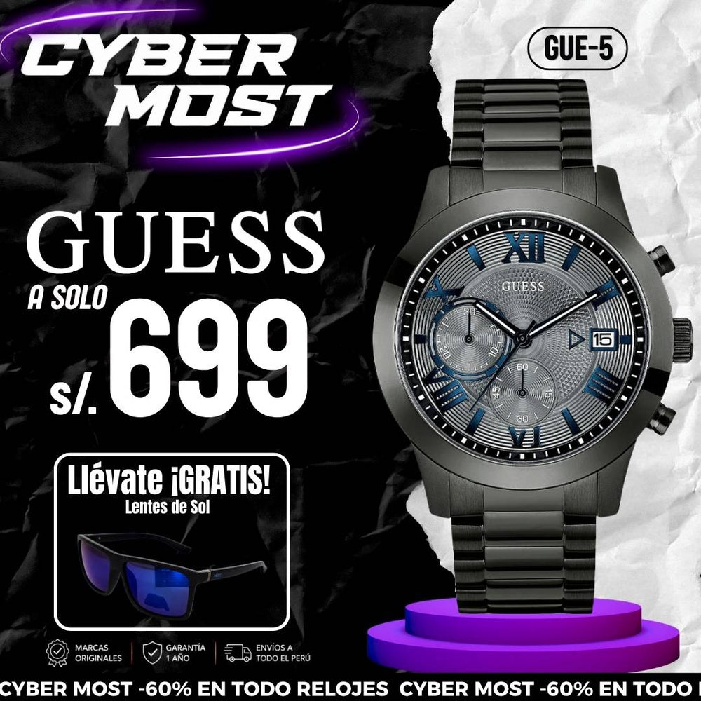 Reloj Guess Atlas U0668G2 Hombre Acero Gris Oscuro