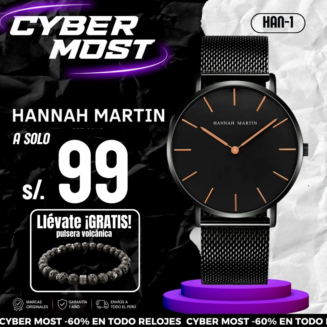 Reloj Hannah Martin Hombre Acero Negro | HAN-1